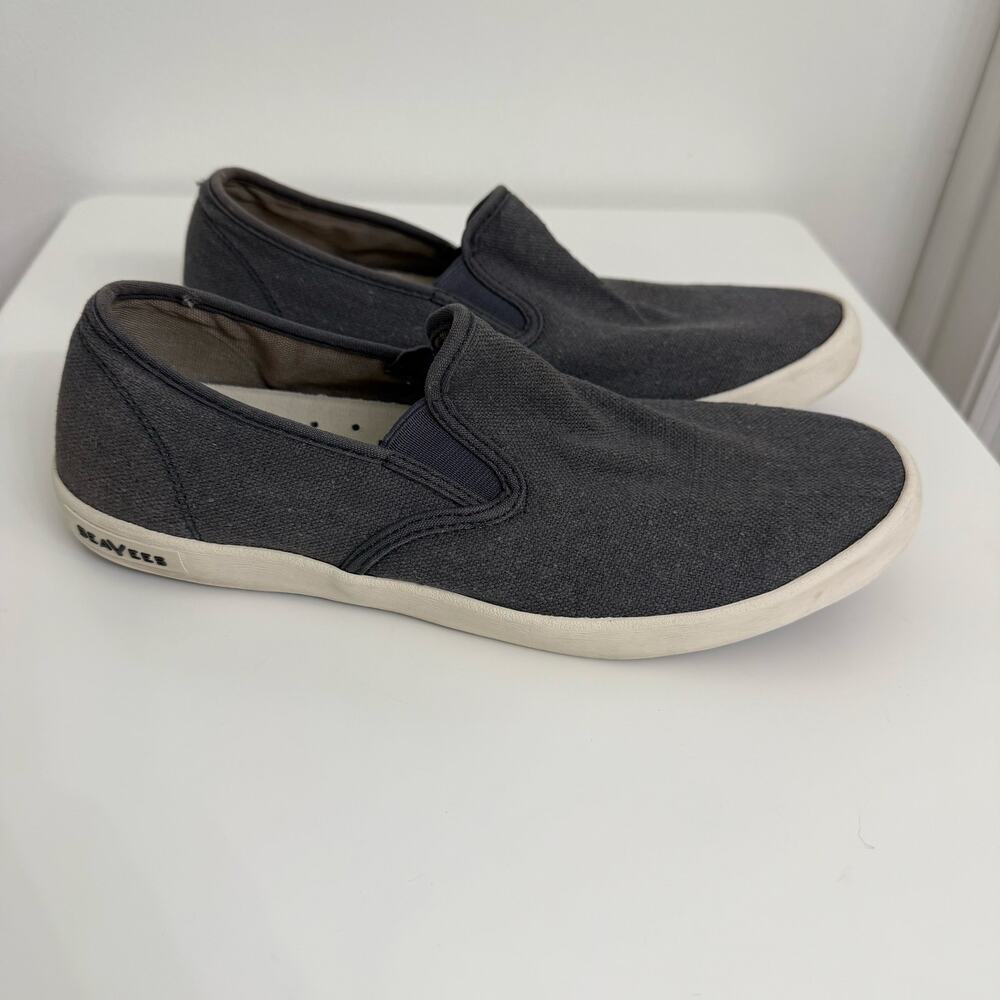 SeaVees Men's Baja Slip On Sneakers Vintage Washed Linen Gray Casual Beachy 8.5